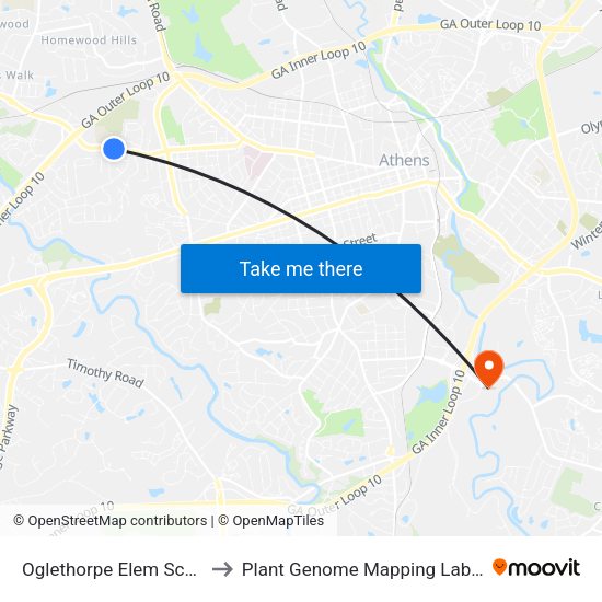 Oglethorpe Elem Sch Ob 2 to Plant Genome Mapping Laboratory map