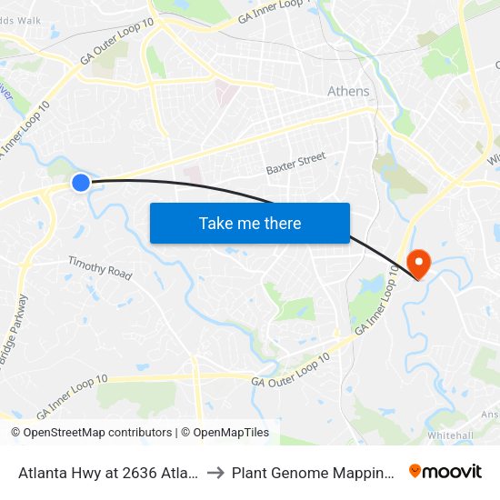Atlanta Hwy at 2636 Atlanta Highway to Plant Genome Mapping Laboratory map