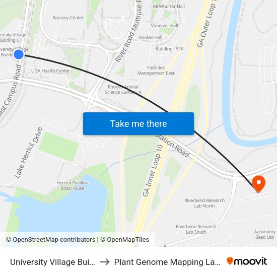 University Village Building K to Plant Genome Mapping Laboratory map