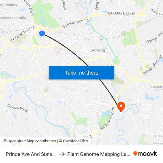 Prince Ave And Sunset Dr Ib to Plant Genome Mapping Laboratory map