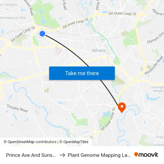 Prince Ave And Sunset Dr Ib to Plant Genome Mapping Laboratory map