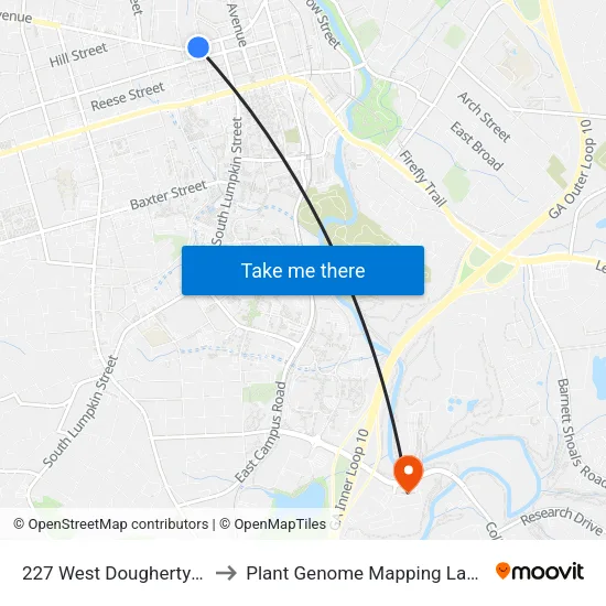 227 West Dougherty Street to Plant Genome Mapping Laboratory map