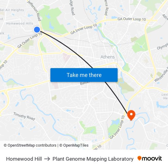 Homewood Hill to Plant Genome Mapping Laboratory map