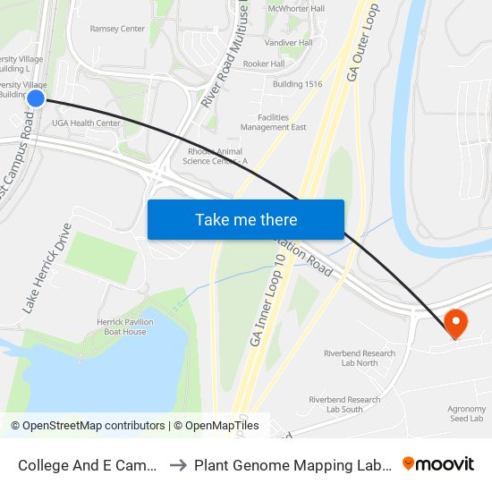 College And E Campus Ib to Plant Genome Mapping Laboratory map