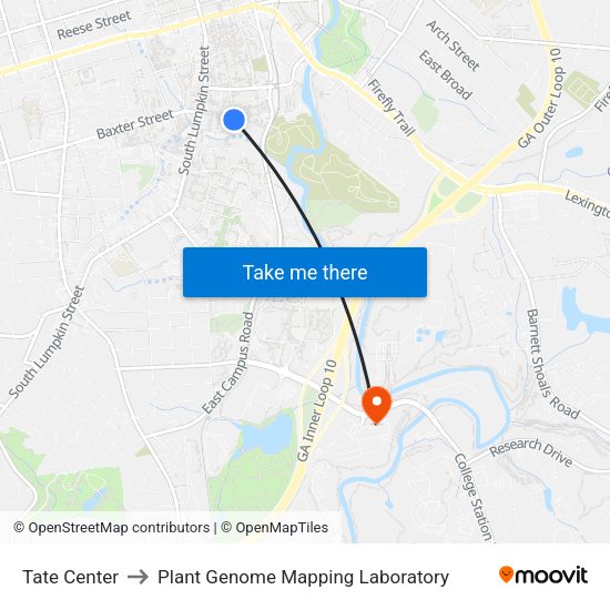Tate Center to Plant Genome Mapping Laboratory map