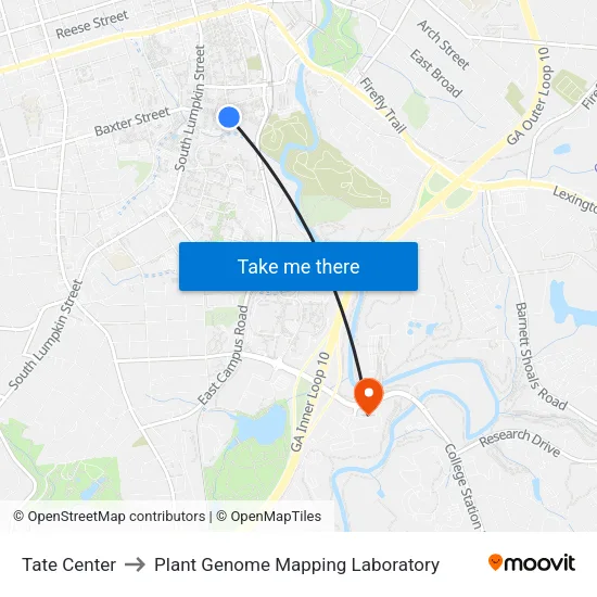 Tate Center to Plant Genome Mapping Laboratory map
