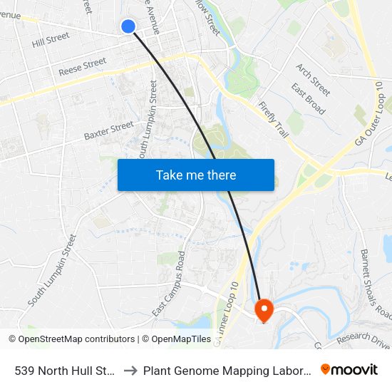 539 North Hull Street to Plant Genome Mapping Laboratory map
