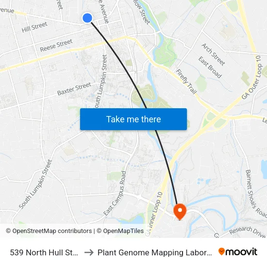 539 North Hull Street to Plant Genome Mapping Laboratory map