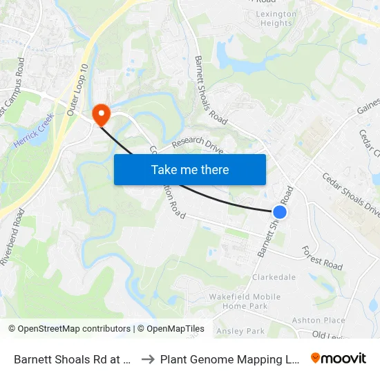 Barnett Shoals Rd at Habachi to Plant Genome Mapping Laboratory map
