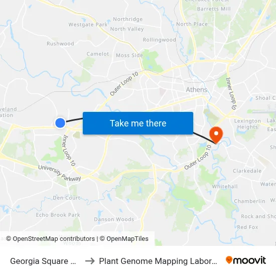 Georgia Square Mall to Plant Genome Mapping Laboratory map