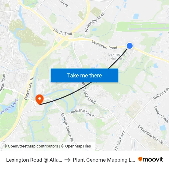 Lexington Road @ Atlas Way Ib to Plant Genome Mapping Laboratory map