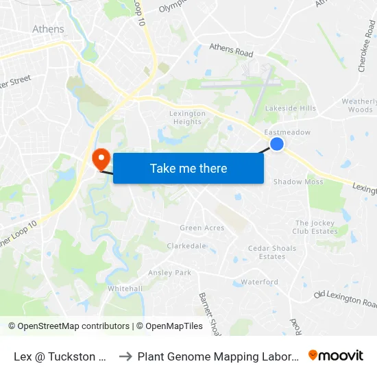 Lex @ Tuckston Umc to Plant Genome Mapping Laboratory map