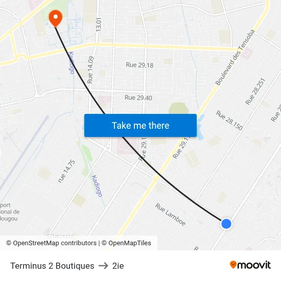 Terminus 2 Boutiques to 2ie map