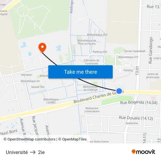 Université to 2ie map