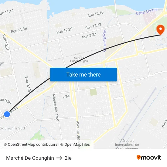 Marché De Gounghin to 2ie map