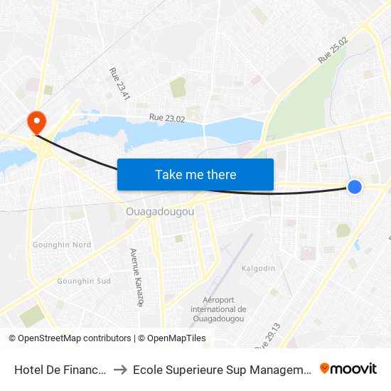 Hotel De Finances to Ecole Superieure Sup Management map