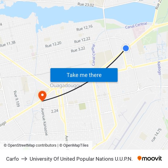 Carfo to University Of United Popular Nations U.U.P.N. map