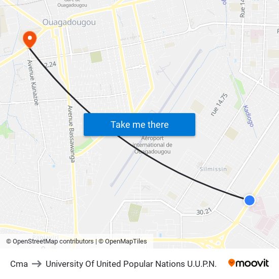 Cma to University Of United Popular Nations U.U.P.N. map