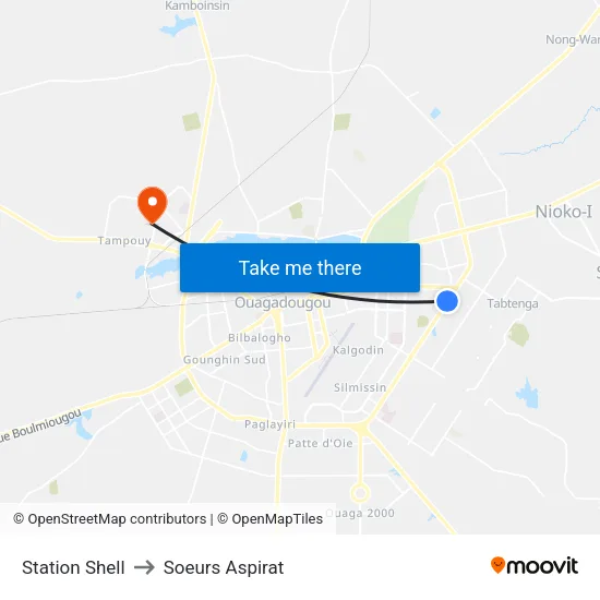 Station Shell to Soeurs Aspirat map