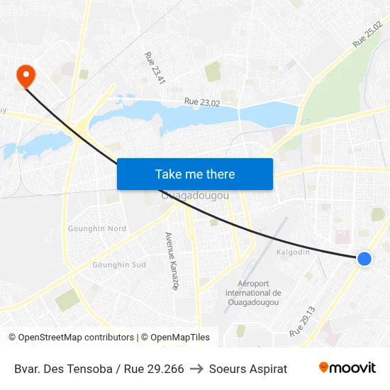 Bvar. Des Tensoba / Rue 29.266 to Soeurs Aspirat map