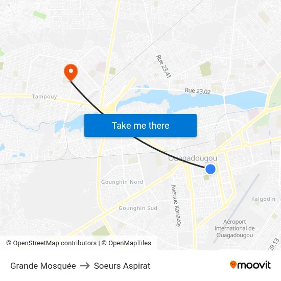 Grande Mosquée to Soeurs Aspirat map