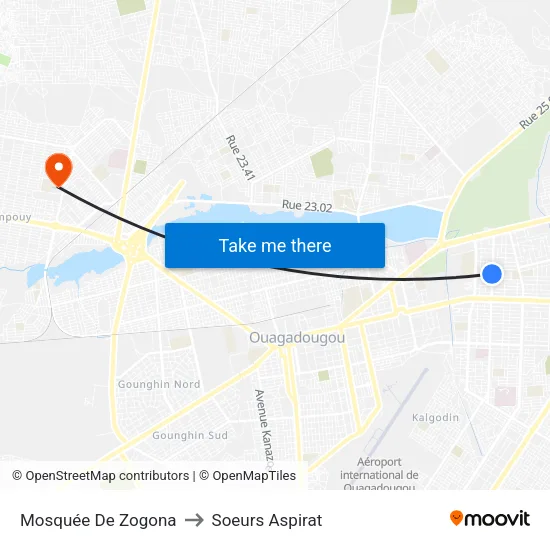 Mosquée De Zogona to Soeurs Aspirat map