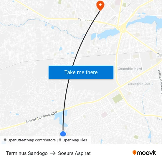Terminus Sandogo to Soeurs Aspirat map