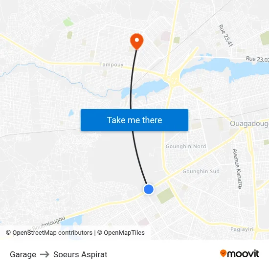 Garage to Soeurs Aspirat map