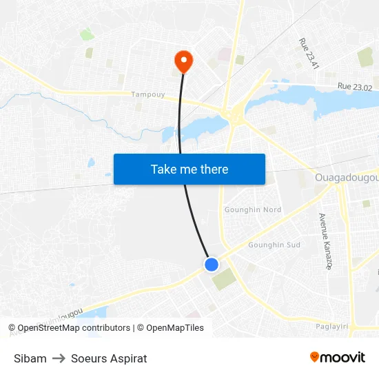 Sibam to Soeurs Aspirat map