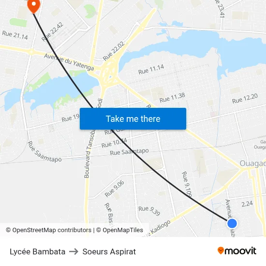 Lycée Bambata to Soeurs Aspirat map