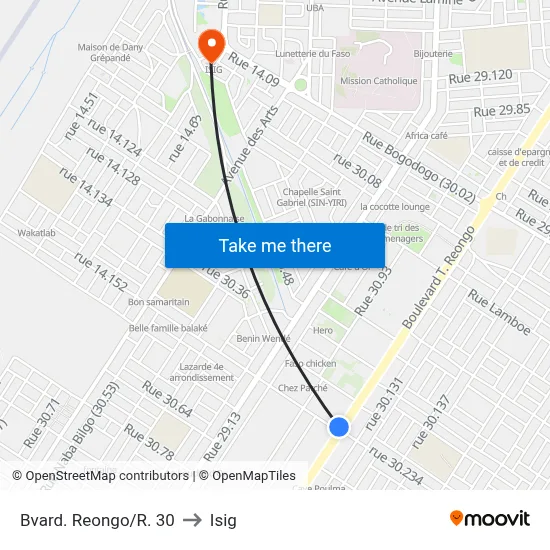 Bvard. Reongo/R. 30 to Isig map
