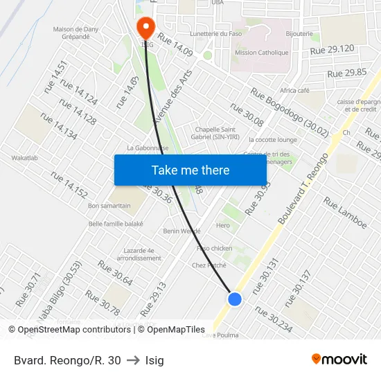 Bvard. Reongo/R. 30 to Isig map