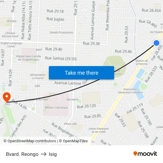 Bvard. Reongo to Isig map