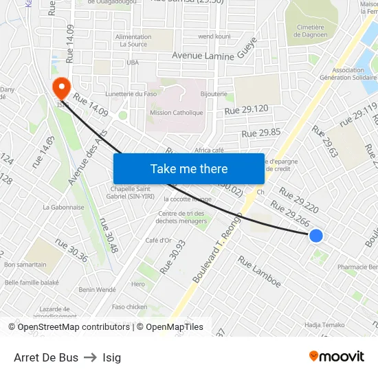 Arret De Bus to Isig map