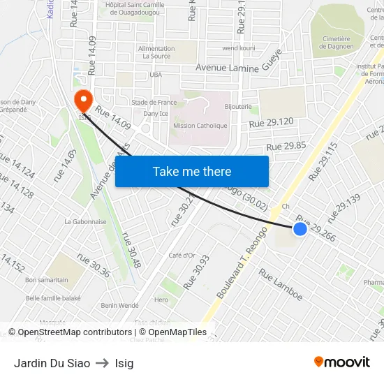 Jardin Du Siao to Isig map