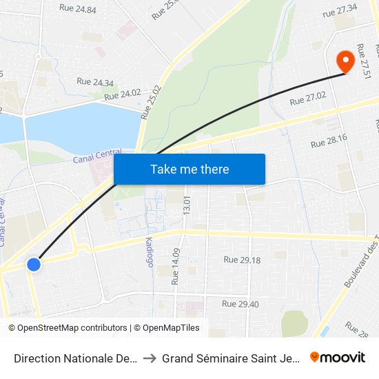 Direction Nationale De La Police to Grand Séminaire Saint Jean-Baptiste map