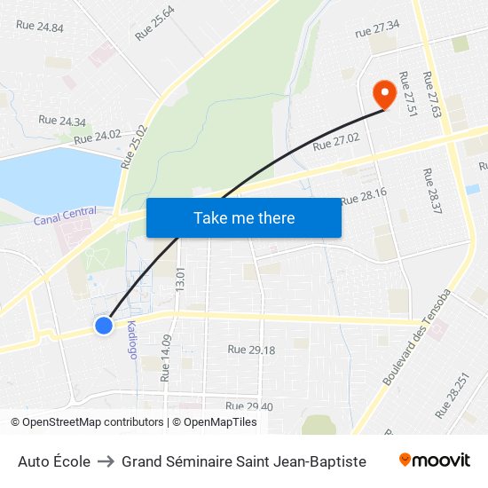 Auto École to Grand Séminaire Saint Jean-Baptiste map