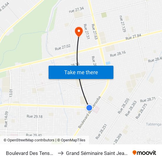 Boulevard Des Tensoba, 979 to Grand Séminaire Saint Jean-Baptiste map
