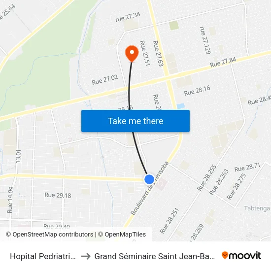 Hopital Pedriatrique to Grand Séminaire Saint Jean-Baptiste map