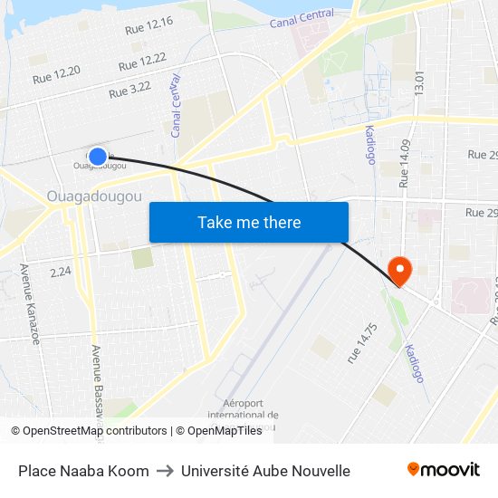 Place Naaba Koom to Université Aube Nouvelle map