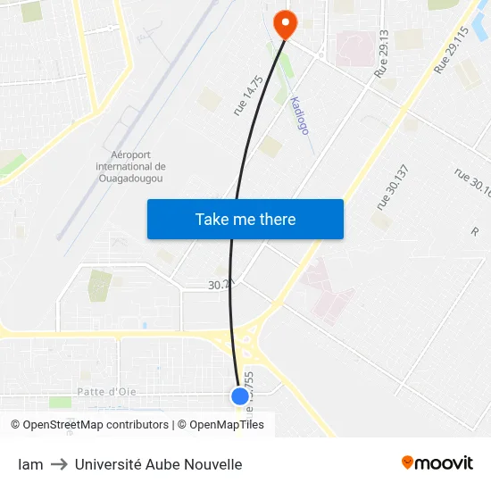 Iam to Université Aube Nouvelle map