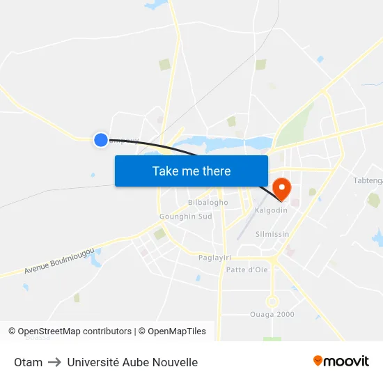 Otam to Université Aube Nouvelle map