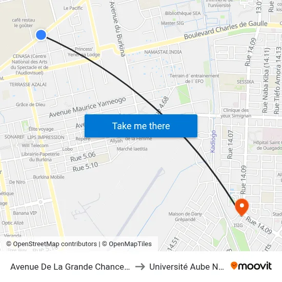 Avenue De La Grande Chancellerie, 387 to Université Aube Nouvelle map