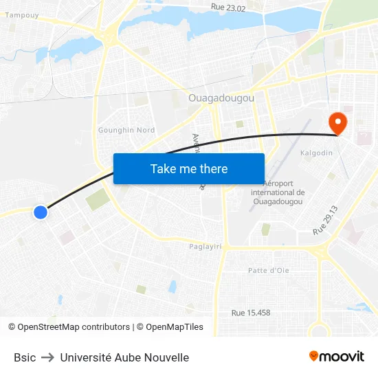 Bsic to Université Aube Nouvelle map