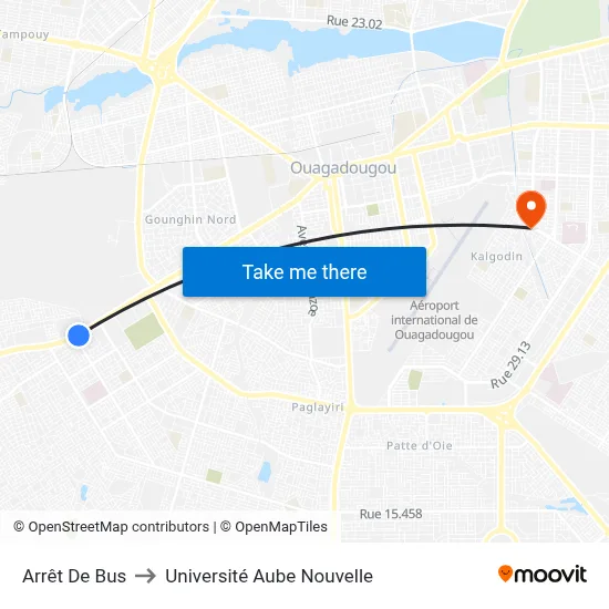 Arrêt De Bus to Université Aube Nouvelle map