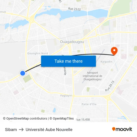 Sibam to Université Aube Nouvelle map