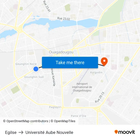 Egilse to Université Aube Nouvelle map