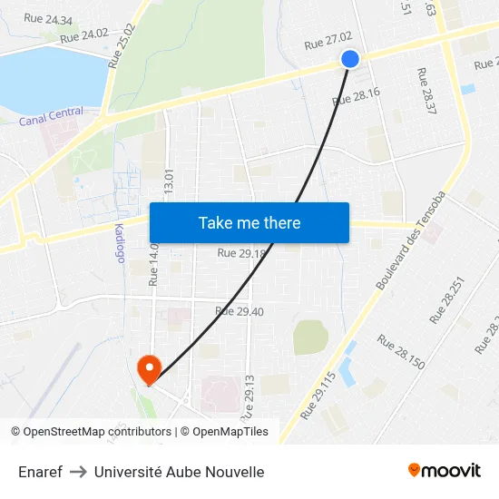 Enaref to Université Aube Nouvelle map