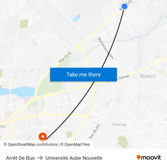 Arrêt De Bus to Université Aube Nouvelle map