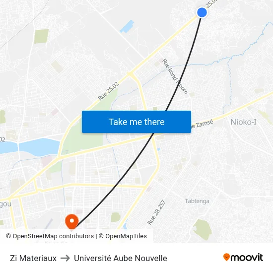 Zi Materiaux to Université Aube Nouvelle map